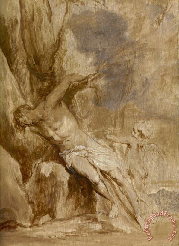 Anthony van Dyck Saint Sebastian Tended by an Angel Art Painting