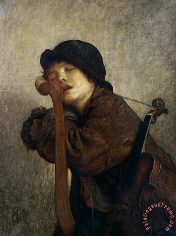 Antoine Auguste Ernest Hebert The Little Violinist Sleeping Art Painting