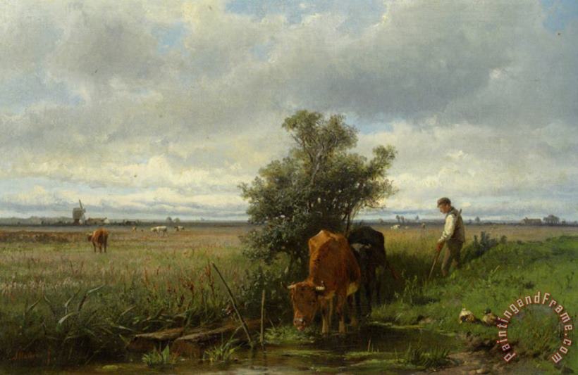Anton Mauve Cattle Watering Art Painting