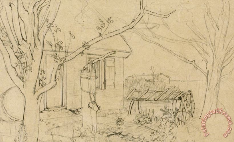 Anton Mauve Huis Met Bomen, Een Pomp En Een Tuinpad Art Print