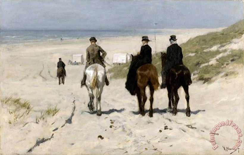 Anton Mauve Morning Ride on The Beach Art Print