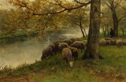 Anton Mauve Sheep Watering by a River
