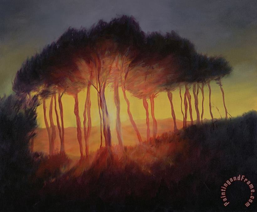 Wild Trees at Sunset painting - Antonia Myatt Wild Trees at Sunset Art Print