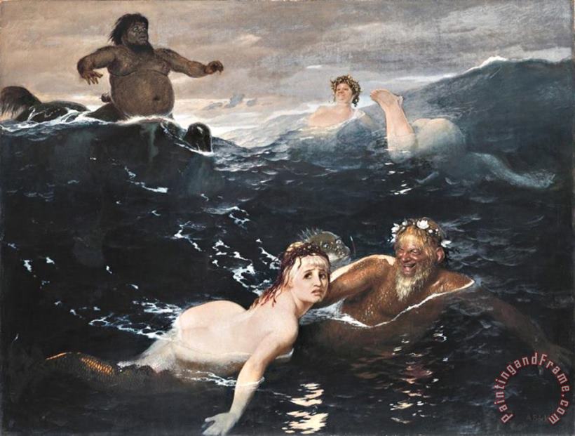 Playing in The Waves painting - Arnold Bocklin Playing in The Waves Art Print