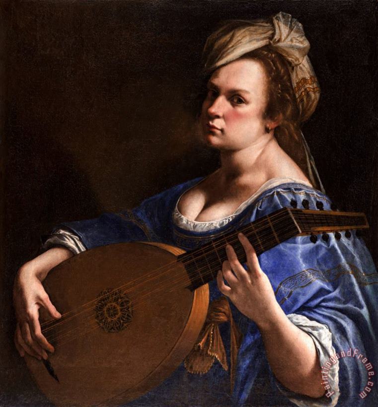 Artemisia Gentileschi Self Portrait As a Lute Player Art Painting
