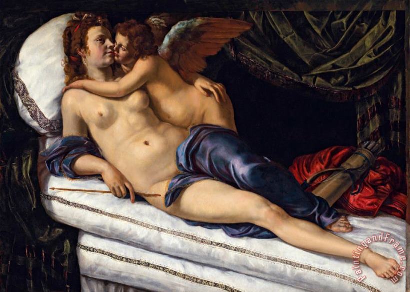 Venus And Cupid painting - Artemisia Gentileschi Venus And Cupid Art Print