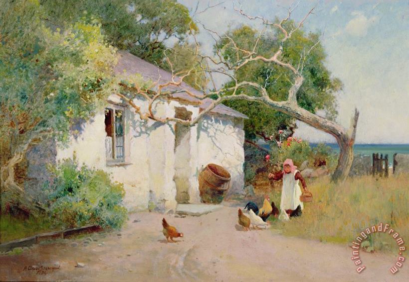 Arthur Claude Strachan Feeding the Hens Art Painting