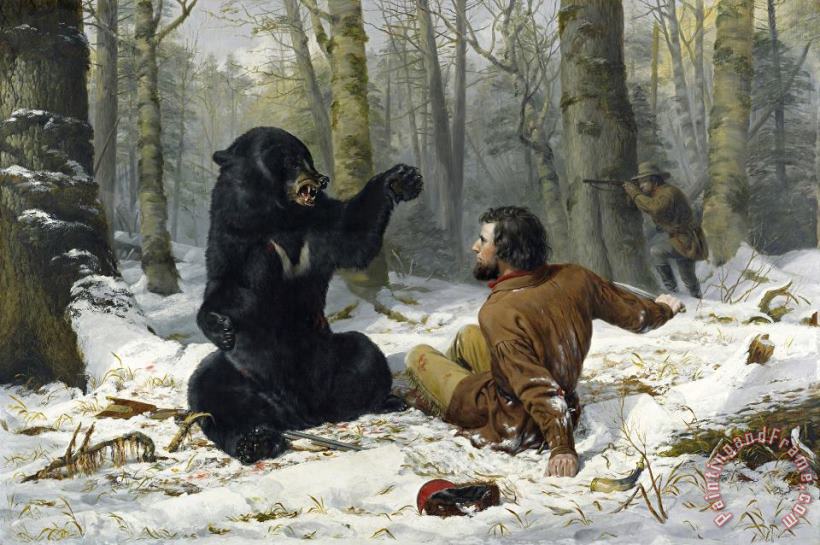 The Life of a Hunter: a Tight Fix painting - Arthur Fitzwilliam Tait The Life of a Hunter: a Tight Fix Art Print