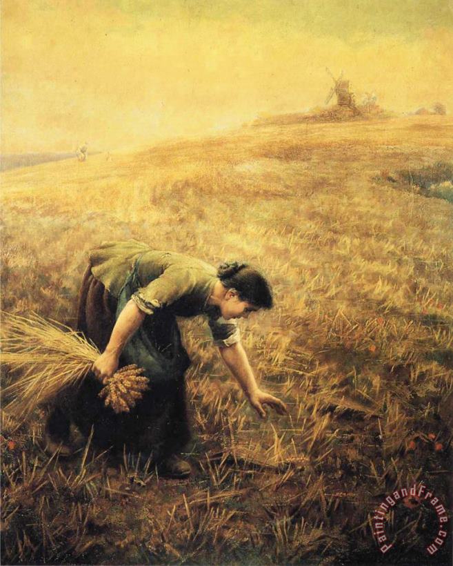 Gleaning painting - Arthur Hughes Gleaning Art Print