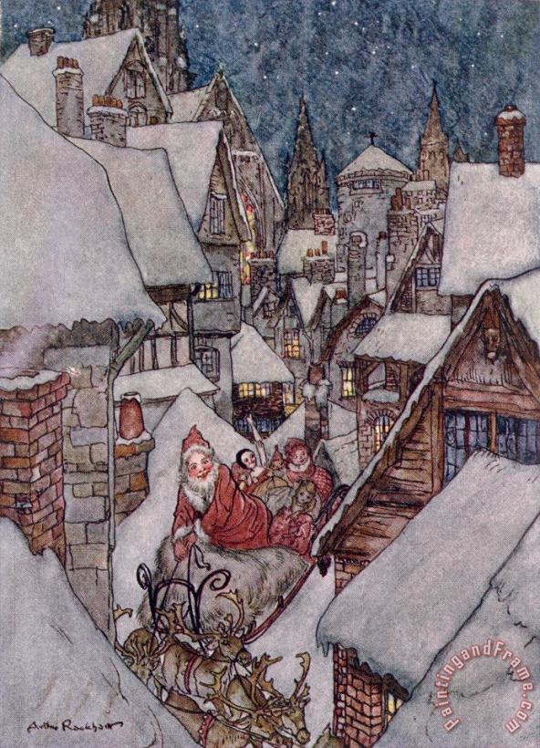 'The Night Before Christmas painting - Arthur Rackham 'The Night Before Christmas Art Print
