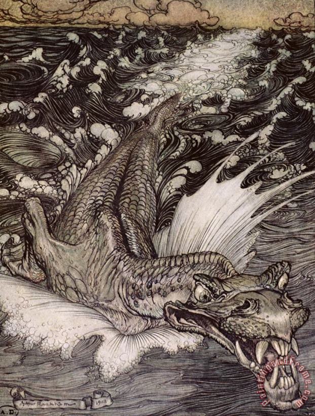 The Leviathan painting - Arthur Rackham The Leviathan Art Print
