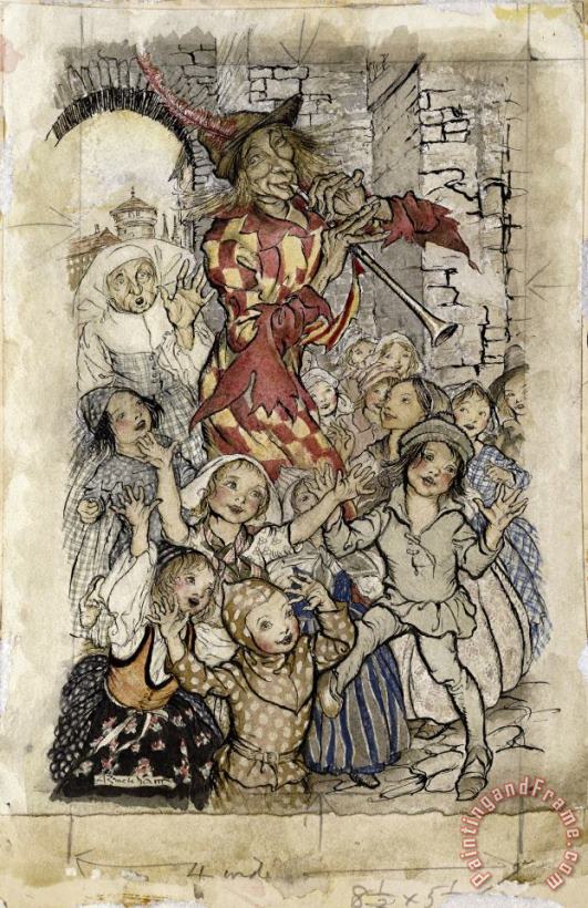 The Pied Piper And The Children painting - Arthur Rackham The Pied Piper And The Children Art Print