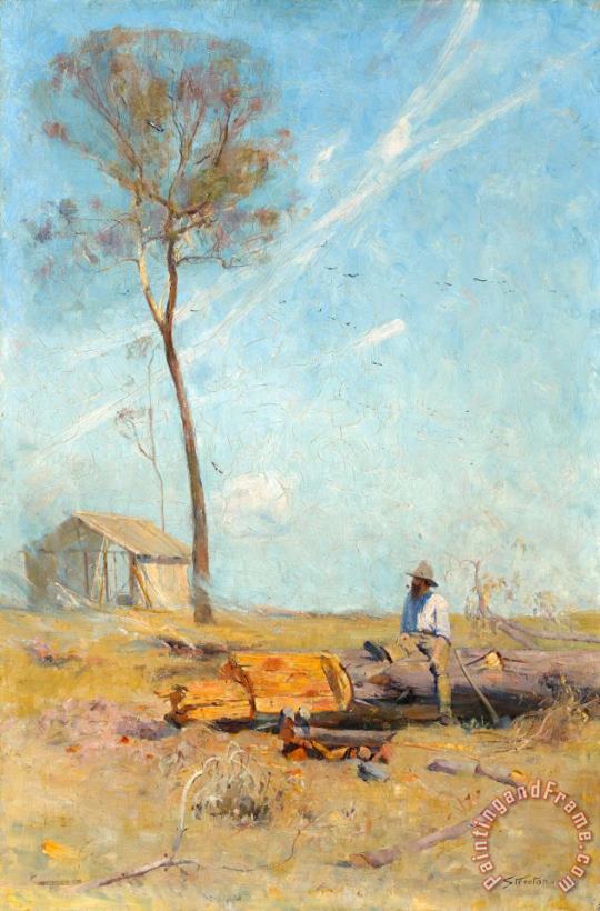 The Selector's Hut (whelan on The Log) painting - Arthur Streeton The Selector's Hut (whelan on The Log) Art Print