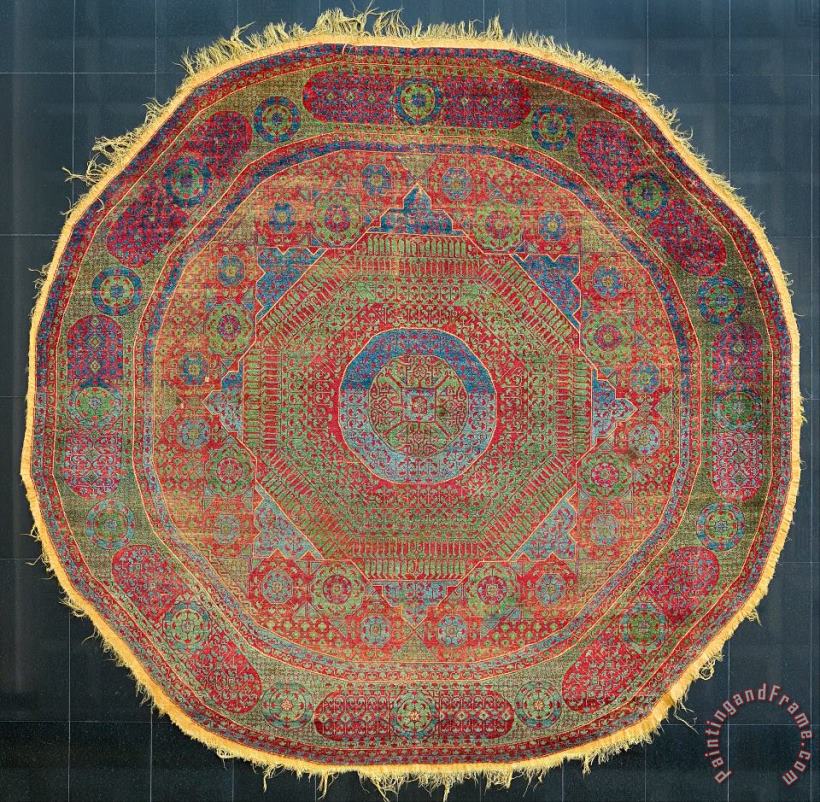 Octagonal Carpet painting - Artist, Maker Unknown, Egyptian Octagonal Carpet Art Print