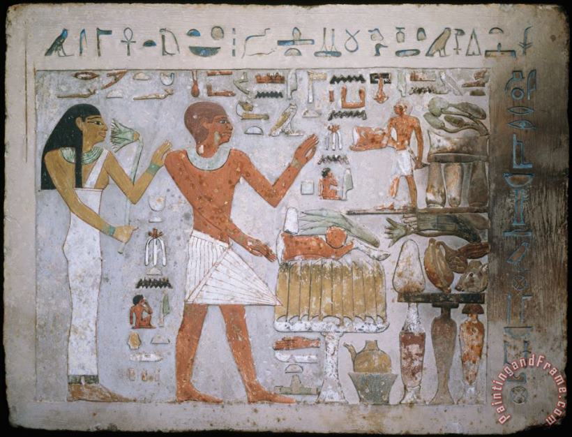 Wall Fragment From The Tomb of Amenemhet And His Wife Hemet painting - Artist, Maker Unknown, Egyptian Wall Fragment From The Tomb of Amenemhet And His Wife Hemet Art Print