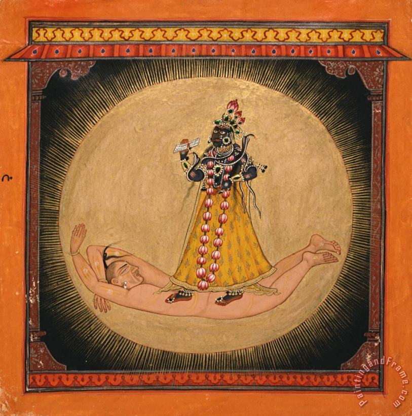 Bhadrakali Within The Rising Sun painting - Artist, maker unknown, India Bhadrakali Within The Rising Sun Art Print