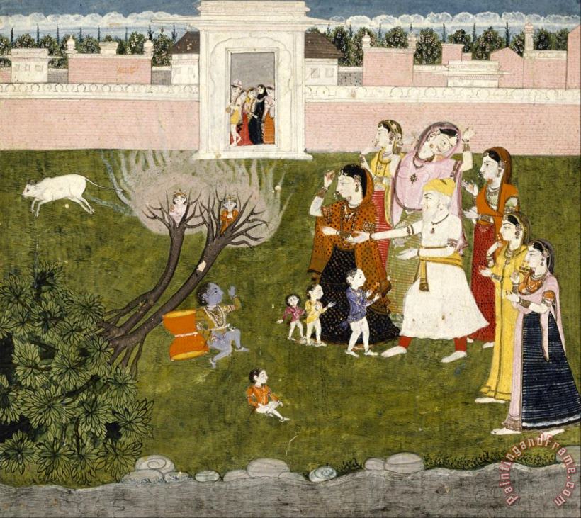 Untitled (story of Krishna) painting - Artist, maker unknown, India Untitled (story of Krishna) Art Print