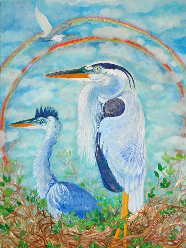 Great Blue Herons Seek Freedom painting - Ashleigh Dyan Moore Great Blue Herons Seek Freedom Art Print
