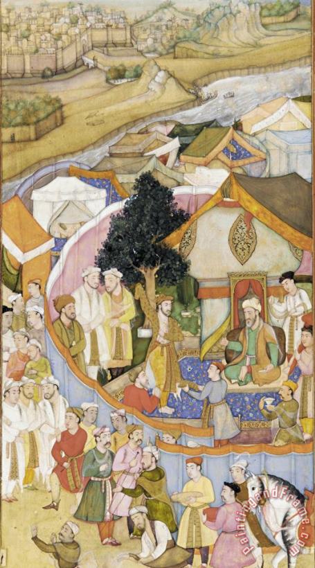 Attributed to Hiranand Illustration From a Dictionary (unidentified) Da'ud Receives a Robe of Honor From Mun'im Khan Art Print