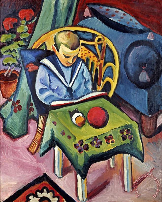 August Macke A Young Boy with Books And Toys Art Painting