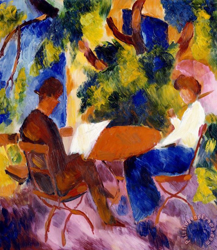 At The Garden Table painting - August Macke At The Garden Table Art Print