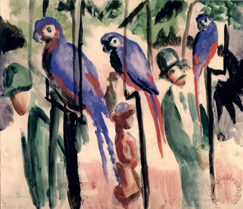 August Macke Blue Parrots Art Painting