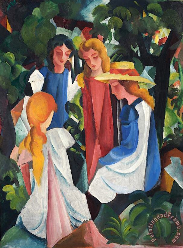 August Macke Four Girls Art Painting