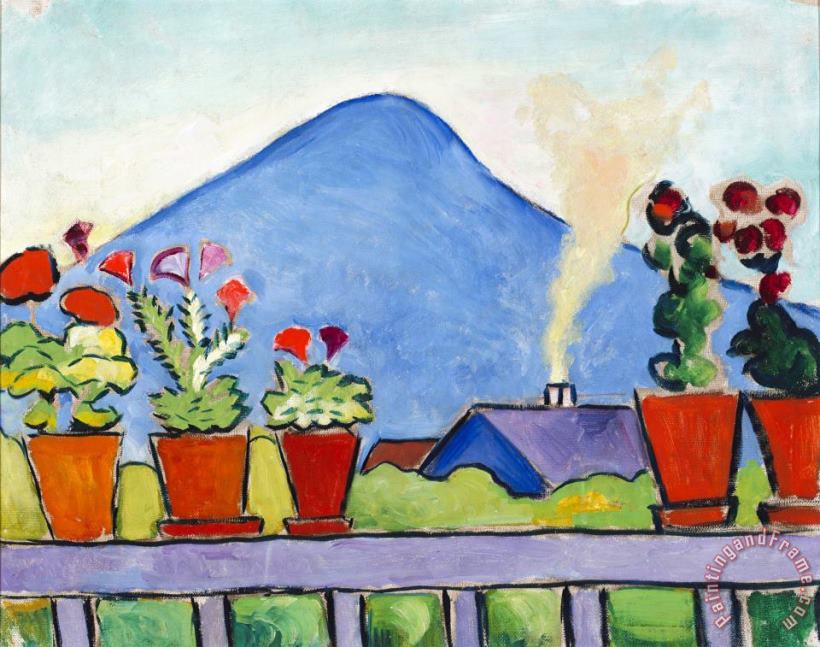 Geraniums Before Blue Mountain painting - August Macke Geraniums Before Blue Mountain Art Print
