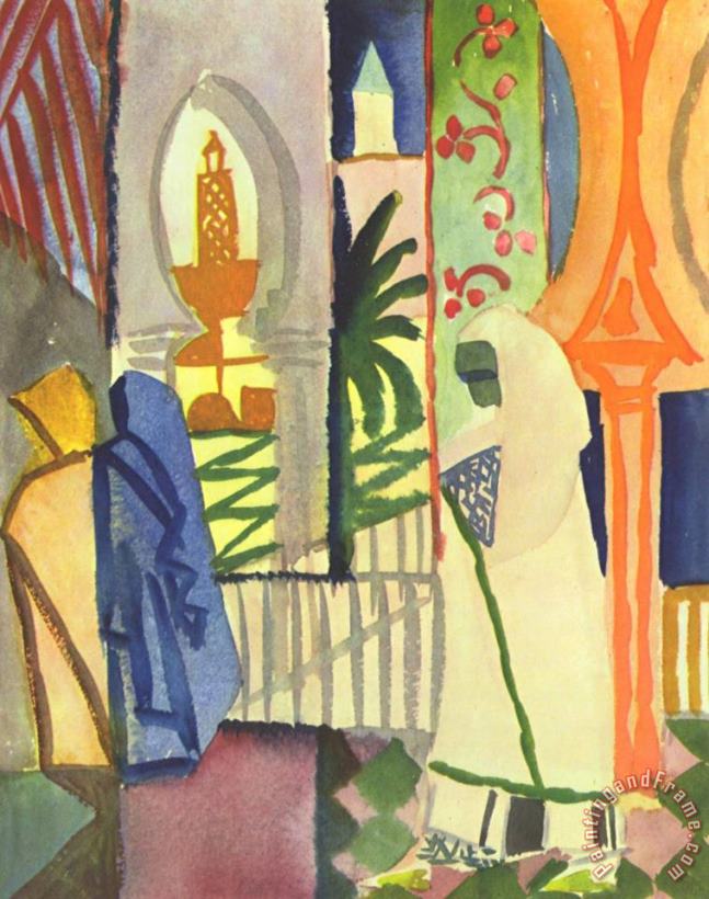 In The Temple Hall painting - August Macke In The Temple Hall Art Print