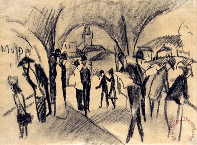August Macke Scene Under The Arcades in Thun Art Print
