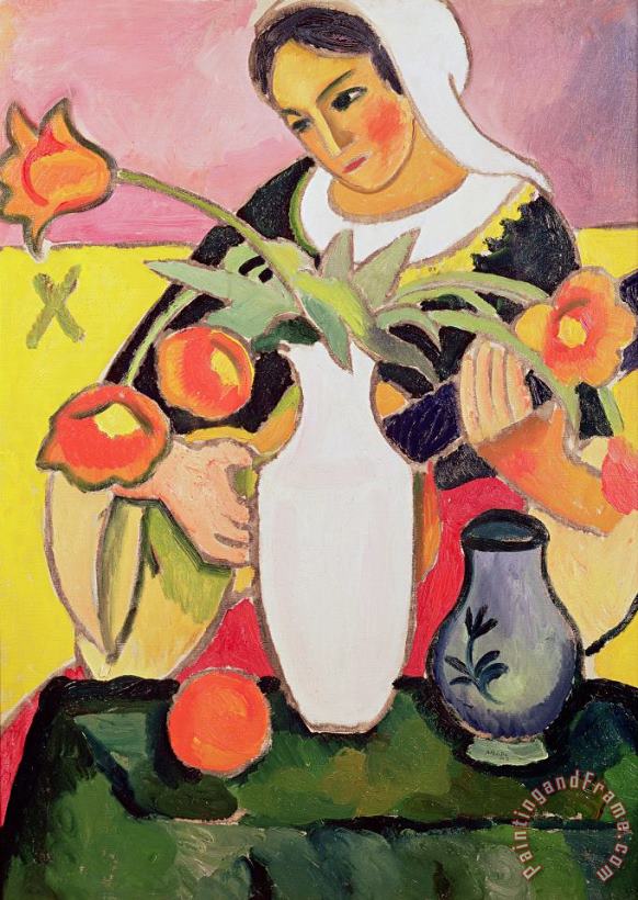 The Lute Player painting - August Macke The Lute Player Art Print