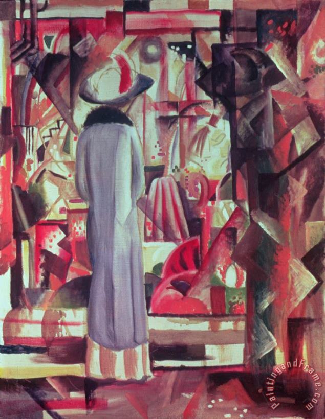 August Macke Woman in front of a large illuminated window Art Painting