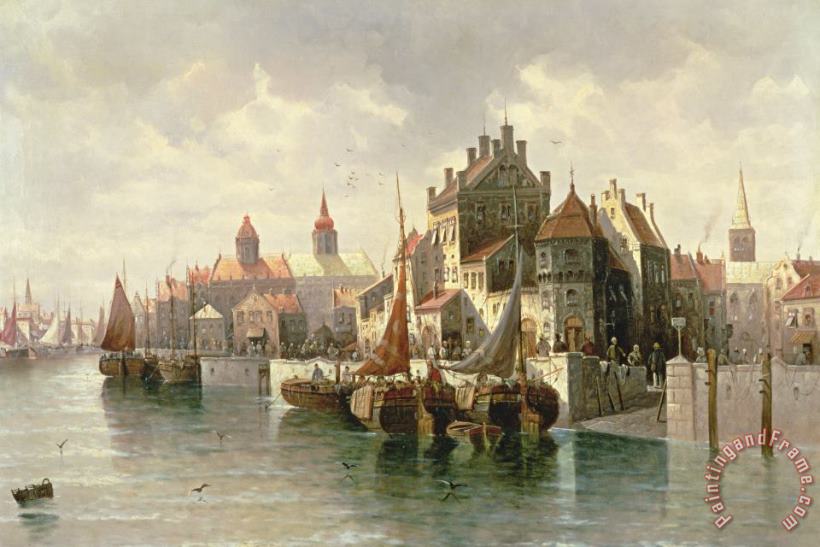 Kieler Canal painting - August Siegen Kieler Canal Art Print