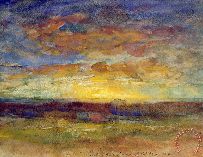 Auguste Francois Ravier Landscape with Setting Sun Art Painting