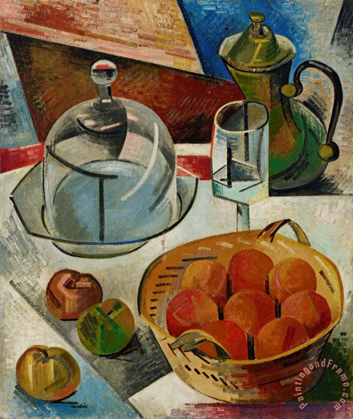 Nature Morte a La Cloche De Verre, 1911 painting - Auguste Herbin Nature Morte a La Cloche De Verre, 1911 Art Print