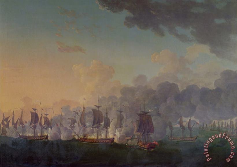 Auguste Rossel De Cercy The Battle of Louisbourg on the 21st July 1781 Art Painting