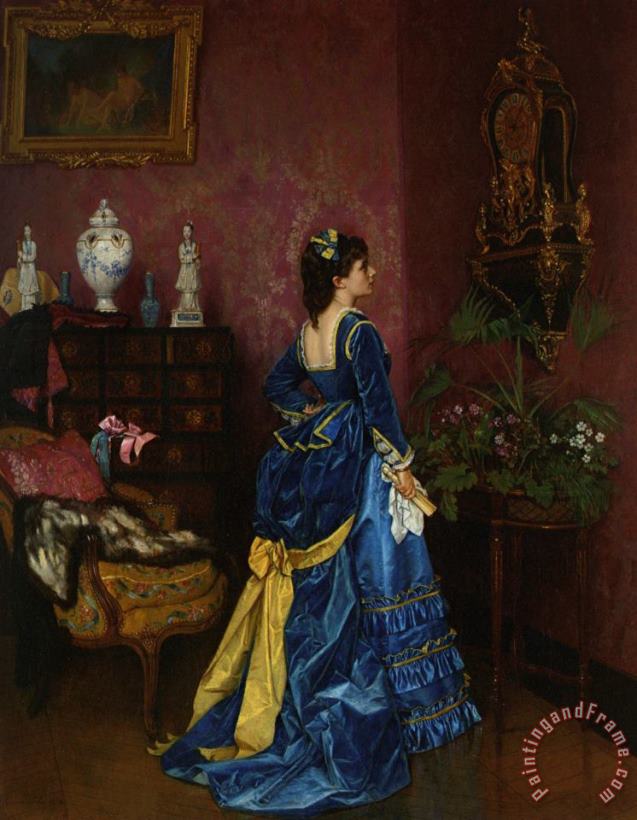 The Blue Dress painting - Auguste Toulmouche The Blue Dress Art Print