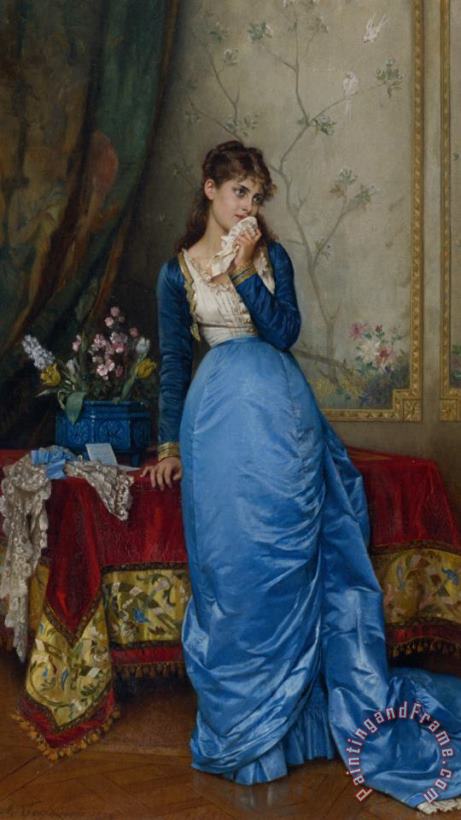 Auguste Toulmouche The Letter Art Painting