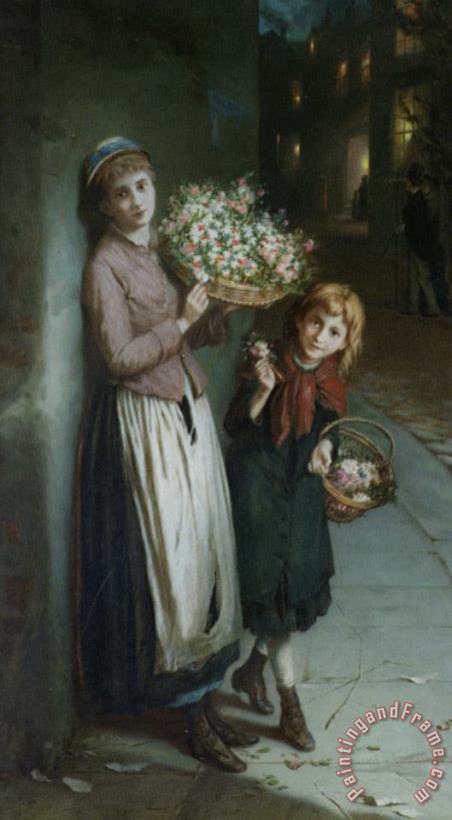 Flower Girls painting - Augustus Edwin Mulready Flower Girls Art Print