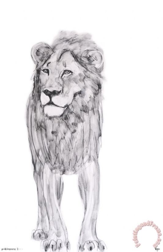 Lion painting - ausue Lion Art Print