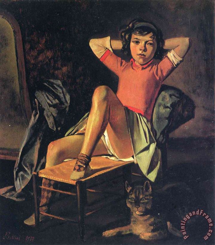 Girl And Cat 1937 painting - Balthasar Klossowski De Rola Balthus Girl And Cat 1937 Art Print
