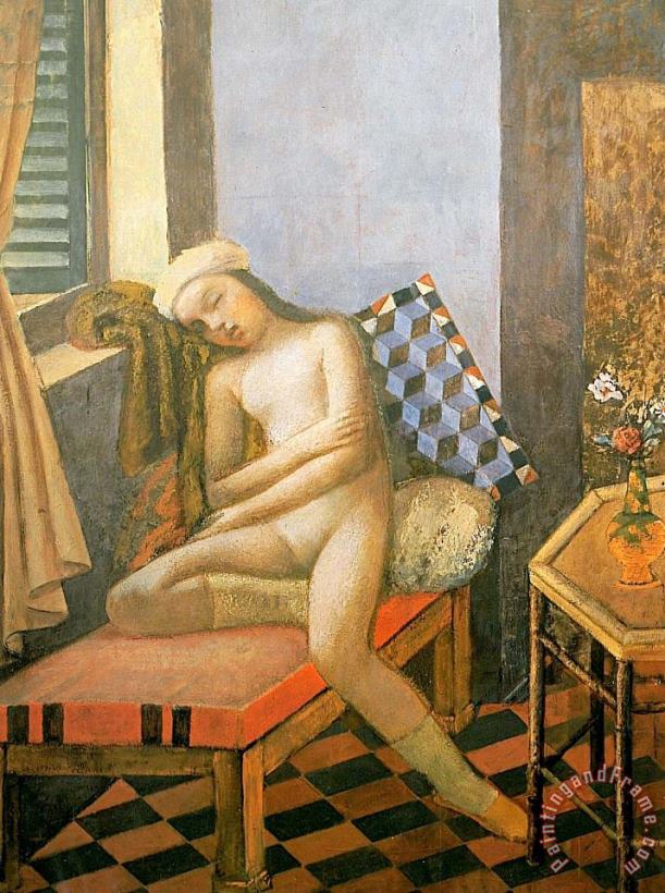 Sleeping Nude 1980 painting - Balthasar Klossowski De Rola Balthus Sleeping Nude 1980 Art Print