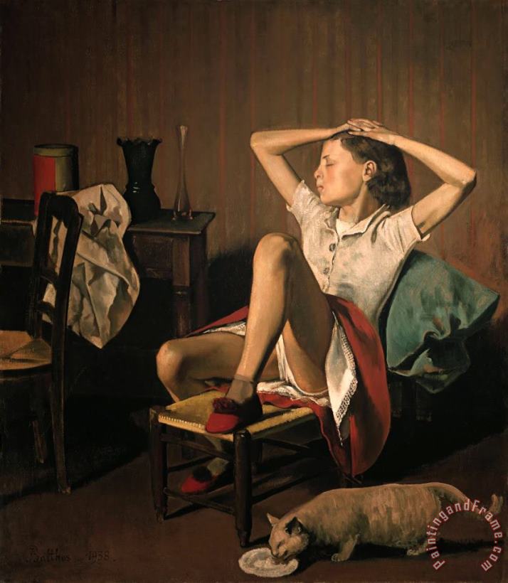 Therese Dreaming painting - Balthasar Klossowski De Rola Balthus Therese Dreaming Art Print