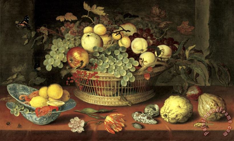Balthasar Van Der Ast Still Life with Basket of Fruit Art Print