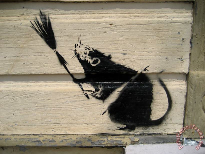 Banksy Broom Rat New Orleans painting - Banksy Banksy Broom Rat New Orleans Art Print