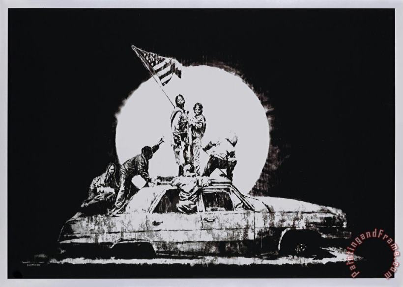 Banksy Flag (silver), 2006 Art Print