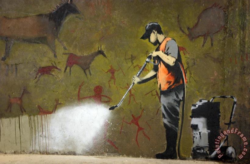 Grafitti Removal painting - Banksy Grafitti Removal Art Print