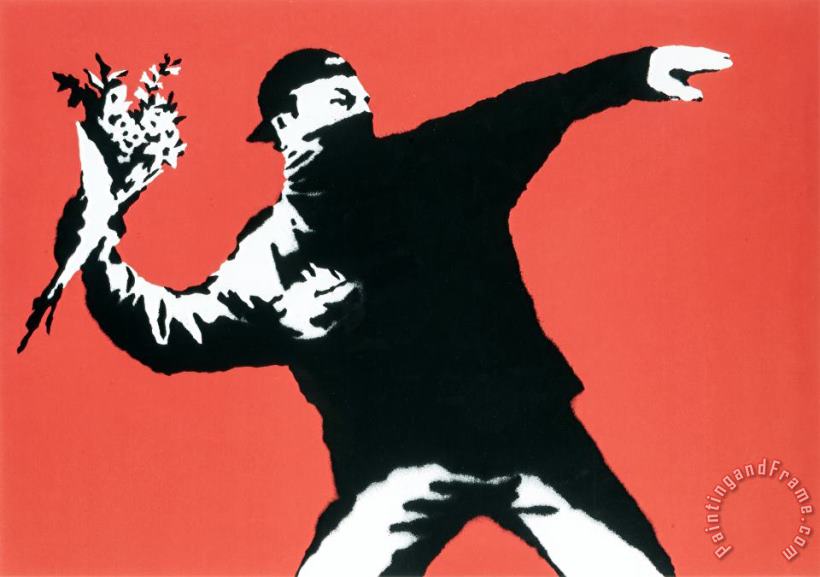 Banksy Love Is in The Air, 2003 Art Print