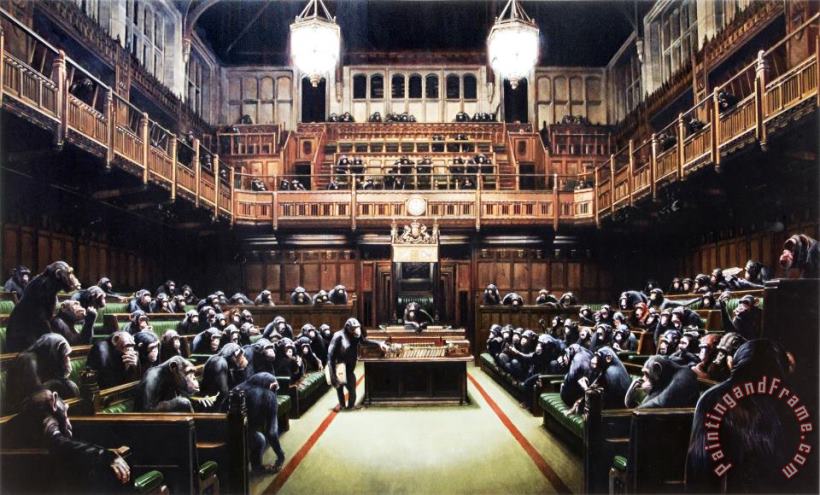 Monkey Parliament, 2009 painting - Banksy Monkey Parliament, 2009 Art Print