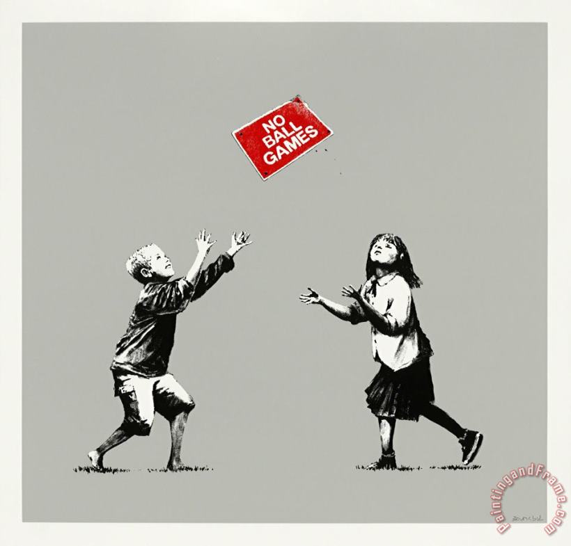 Banksy No Ball Games (grey), 2009 Art Print